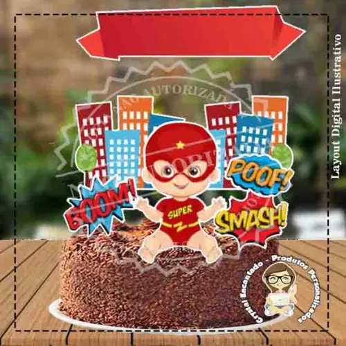 Topo de Bolo Super Heroi Baby Flash - 1235 Arquivo Digital