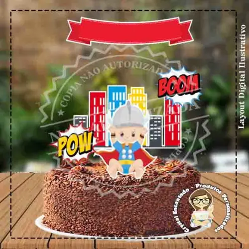 Topo de Bolo Super Heroi Baby Thor Ref 1250 Arquivo Digital