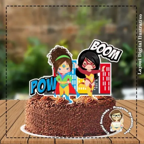 Topo de Bolo Super Heroina - Ref 4819 Arquivo Digital