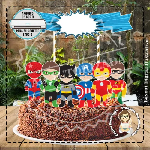 Topo de Bolo Super Herois Cute - Ref 2337 Arquivo Digital