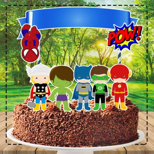 Topo de Bolo Super Herois Cute - Ref 4985 Arquivo Digital