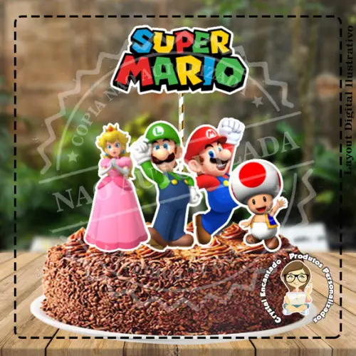 Topo de Bolo Super Mario Bros - Ref 2821 Arquivo Digital