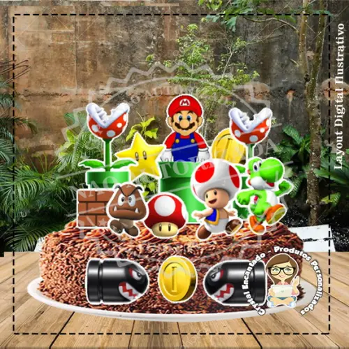 Topo de Bolo Super Mario Bros - Ref 3118 Arquivo Digital