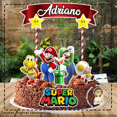 Topo de Bolo Super Mario Bros - Ref 5019 Arquivo Digital