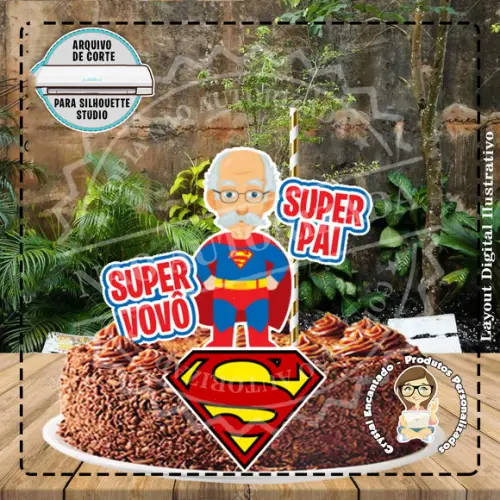 Topo de Bolo Super Vovô - Ref 2001 Arquivo Digital