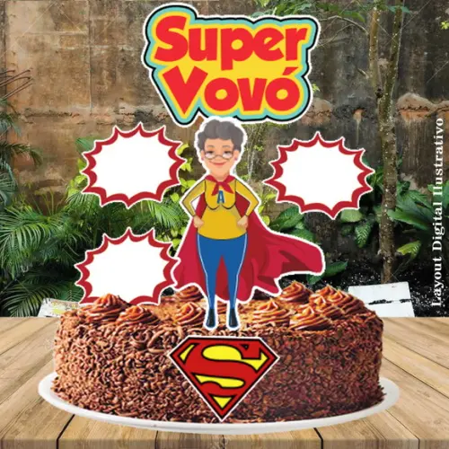Topo de Bolo Super Vovó - Ref 2000 Arquivo Digital