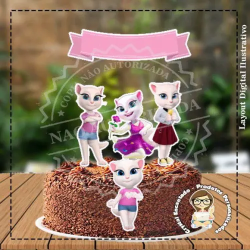 Topo de Bolo Talking Angela - Ref 3370 Arquivo Digital