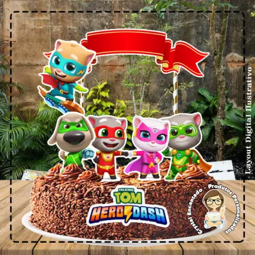 Topo de Bolo Talking Tom Hero Dash - 5051 Arquivo Digital