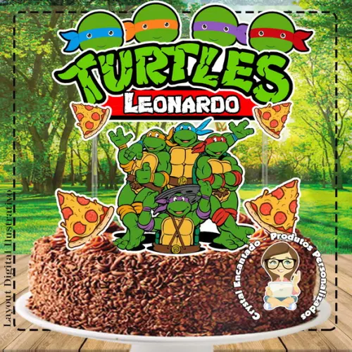 Topo de Bolo Tartarugas Ninjas - Ref 1936 Arquivo Digital