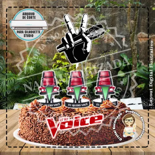 Topo de Bolo The Voice - Ref 1950 Arquivo Digital