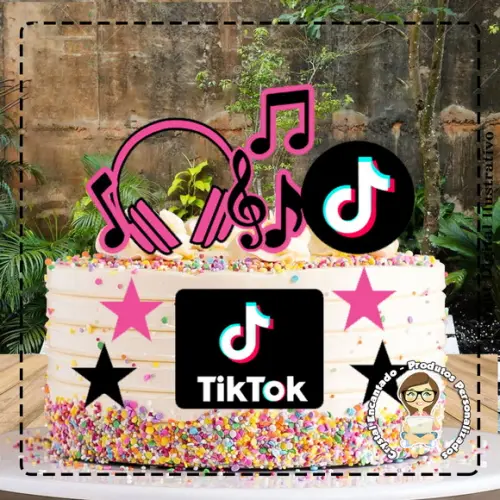 Topo de Bolo Tik Tok - Ref 1960 Arquivo Digital