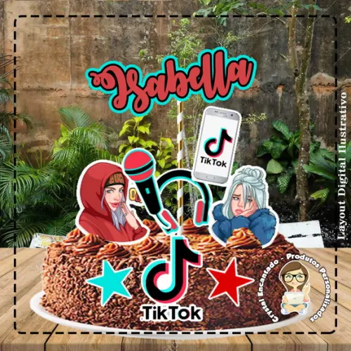 Topo de Bolo Tik Tok - Ref 1962 Arquivo Digital