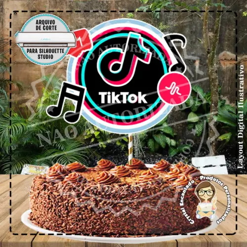 Topo de Bolo Tik Tok - Ref 2654 Arquivo Digital