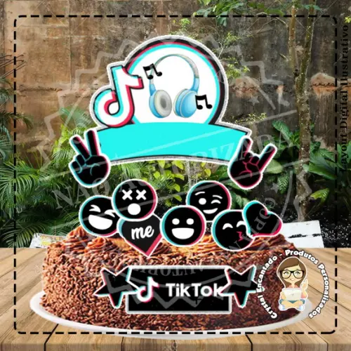 Topo de Bolo Tik Tok - Ref 2916 Arquivo Digital