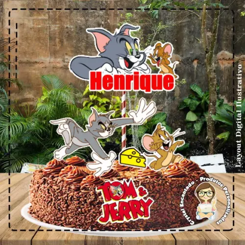 Topo de Bolo Tom e Jerry - Ref 2027 Arquivo Digital