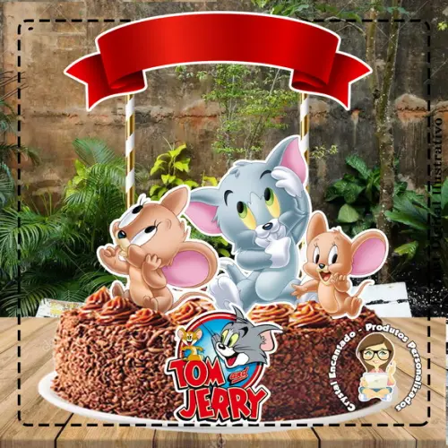 Topo de Bolo Tom e Jerry - Ref 2028 Arquivo Digital