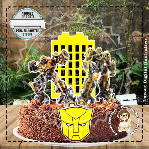 Topo de Bolo Transformers Bumblebee - 2622 Arquivo Digital