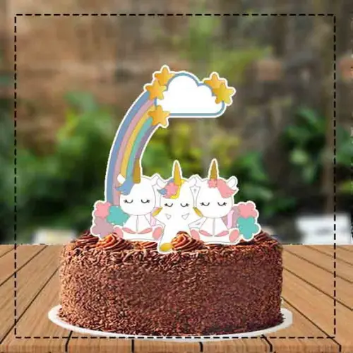 Topo De Bolo Unicornio Arco Iris - Ref 3815 Arquivo Digital