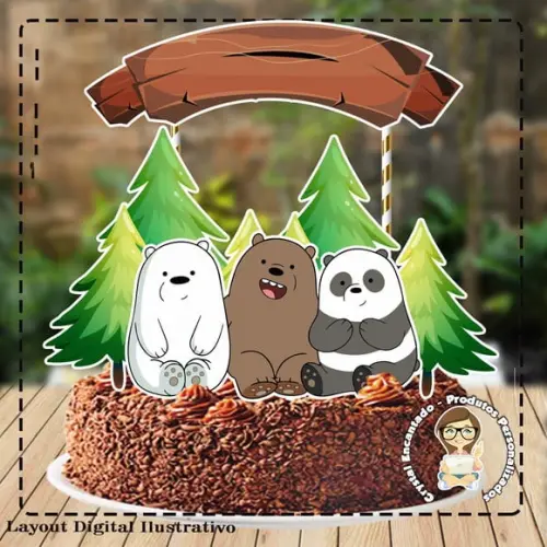 Topo de Bolo Urso sem Curso - Ref 2075 Arquivo Digital