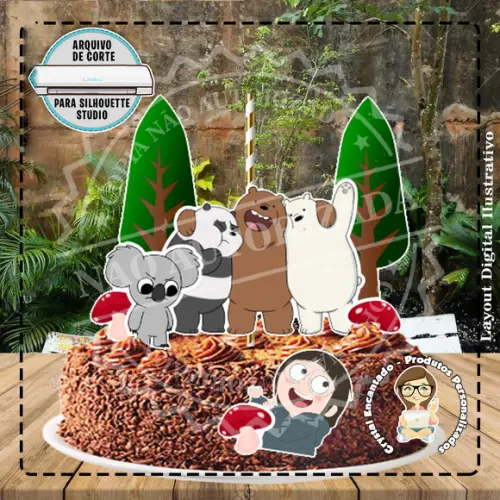 Topo de Bolo Urso sem Curso - Ref 2077 Arquivo Digital
