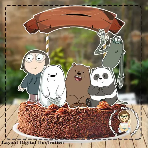 Topo de Bolo Urso sem Curso - Ref 2076 Arquivo Digital
