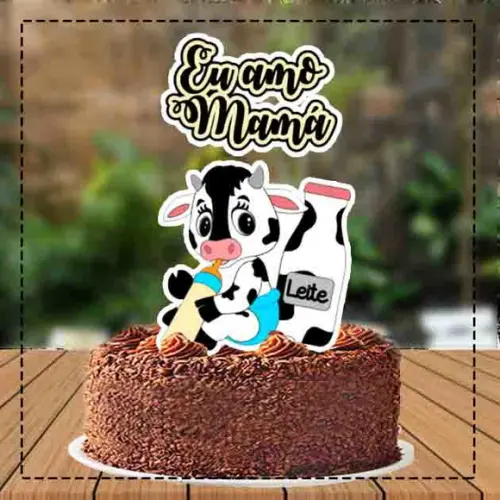 Topo de Bolo Vaquinha Amo Mamá - Ref 1517 Arquivo Digital