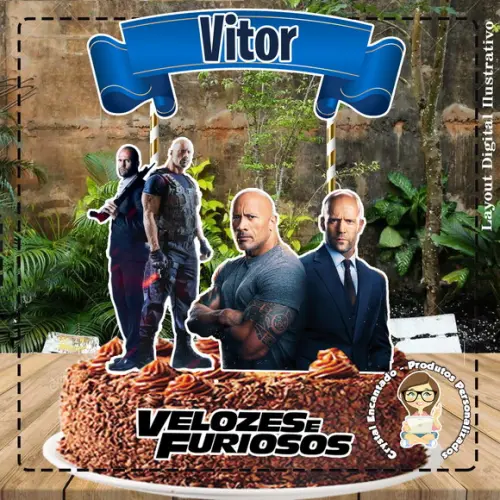 Topo de Bolo Velozes e Furiosos - Ref 2086 Arquivo Digital