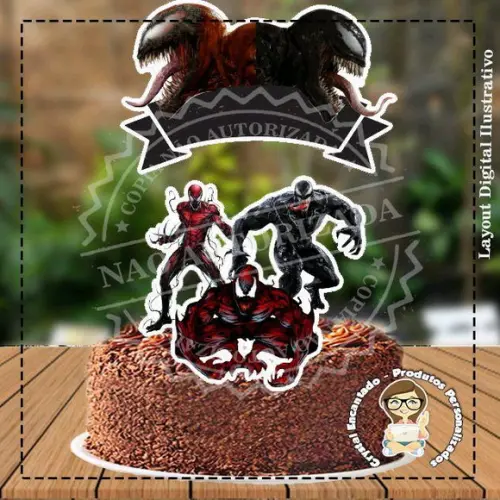 Topo de Bolo Venom e Carnificina - Ref 3376 Arquivo Digital