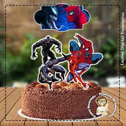 Topo de Bolo Venon e Homem Aranha - Ref 3481 Arquivo Digital