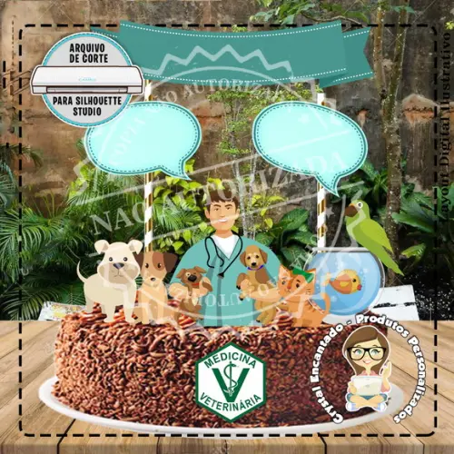 Topo de Bolo Veterinario Homem - Ref 4381 Arquivo Digital