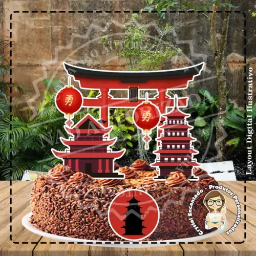 Topo de Bolo Viagem Japao - Ref 2101 Arquivo Digital