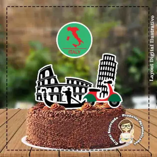 Topo de Bolo Viagem Italia - Ref 1616 Arquivo Digital