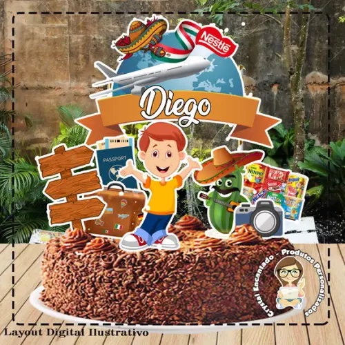 Topo de Bolo Viagem Mexico - Ref 2098 Arquivo Digital