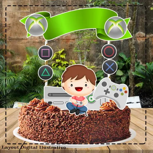 Topo de Bolo Video Game - Ref 2108 Arquivo Digital