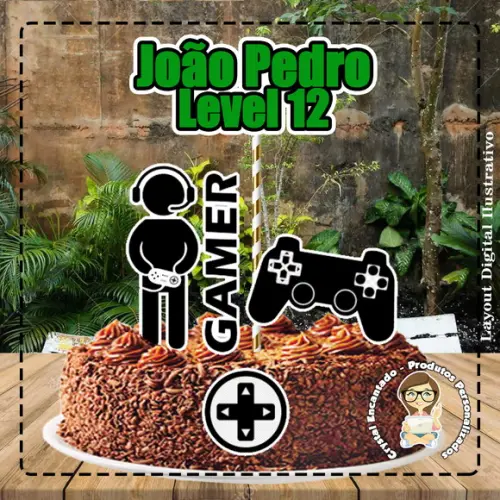 Topo de Bolo Video Game - Ref 2112 Arquivo Digital