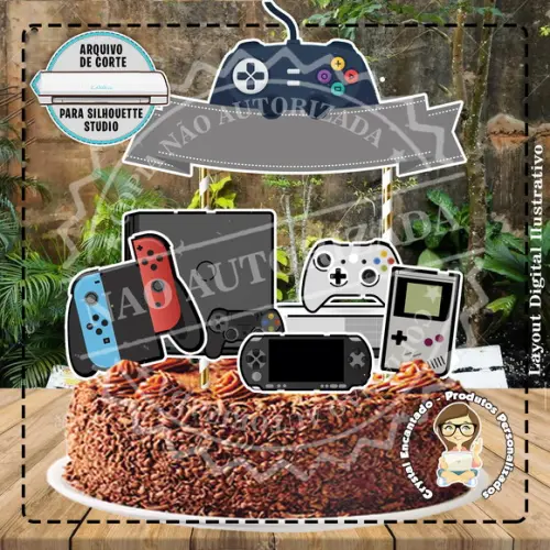 Topo de Bolo Video Game - Ref 2114 Arquivo Digital