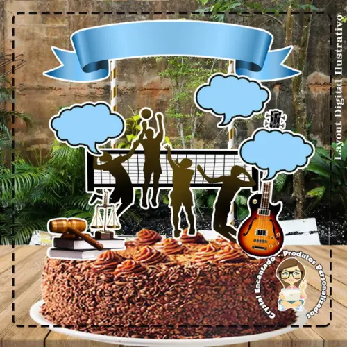 Topo de Bolo Volei Advogado Musico -ref 1405 Arquivo Digital