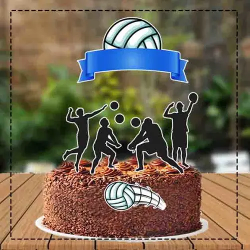 Topo de Bolo Voley Banner Azul - Ref 3540 Arquivo Digital