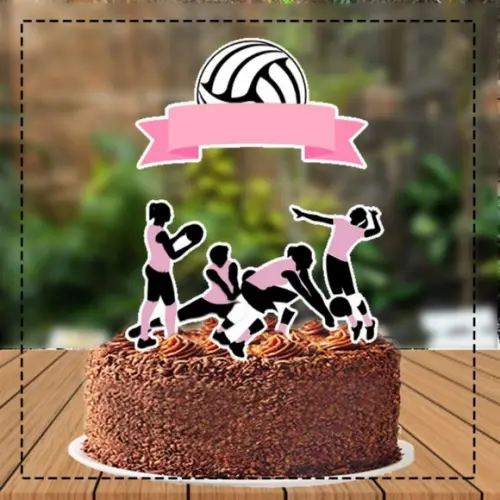 Topo de Bolo Voley Rosa - 5486 Arquivo Digital