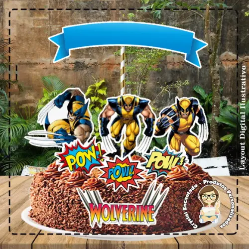 Topo de Bolo Wolverine - Ref 2127 Arquivo Digital