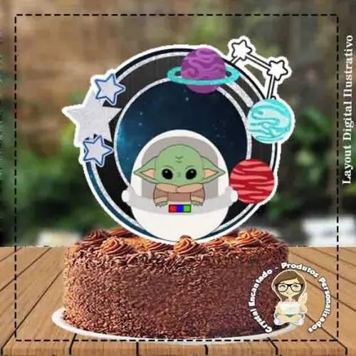 Topo de Bolo Yoda Baby - Ref 3652 Arquivo Digital
