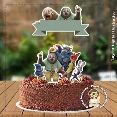 Topo De Bolo Zootopia - Ref 3867 Arquivo Digital
