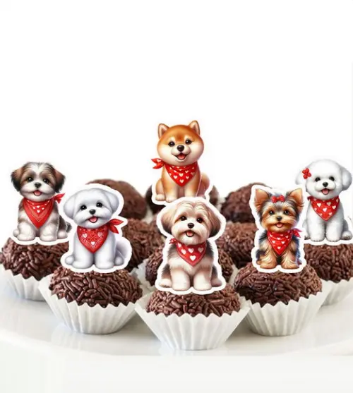 Topper Cachorrinhos Fofos - Ref 5679 Arquivo Digital