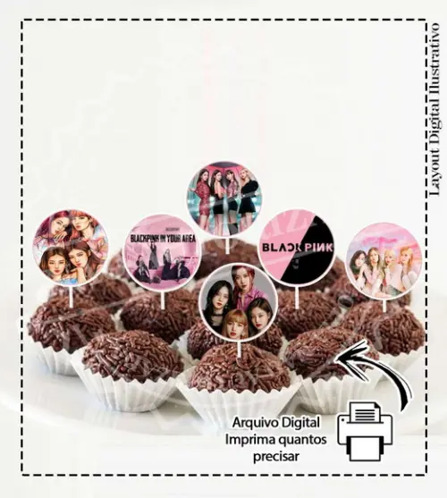 Topper de Docinho Black Pink - 6635 Arquivo Digital