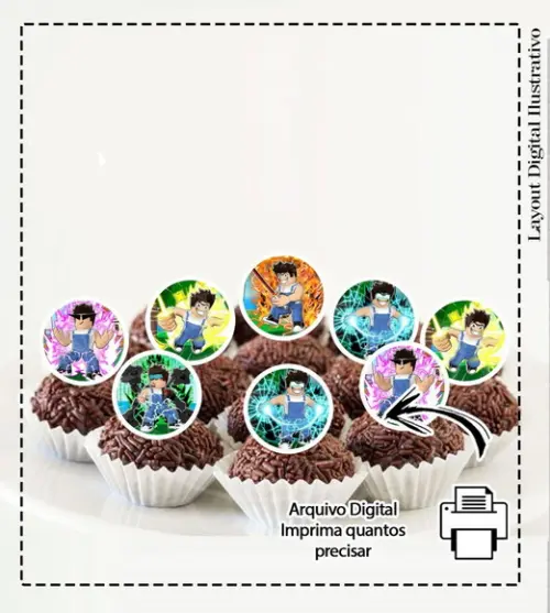Topper de Docinho e Adesivo 5 cm Blox Fruits Arquivo Digital