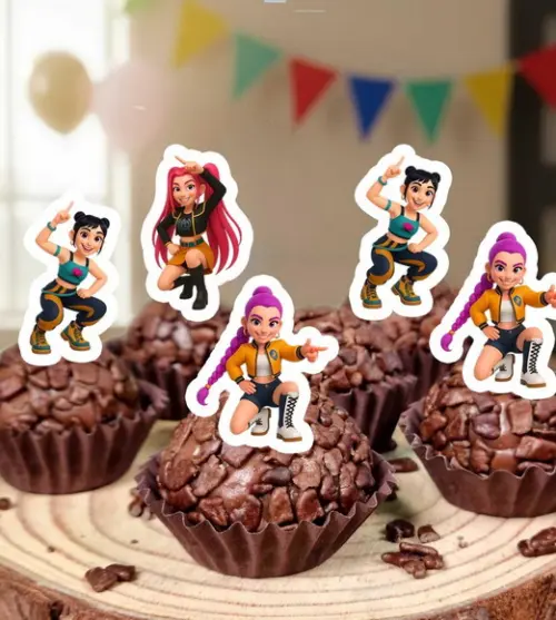 Topper de Docinho Guerreiras do Kpop - 6788 Arquivo Digital