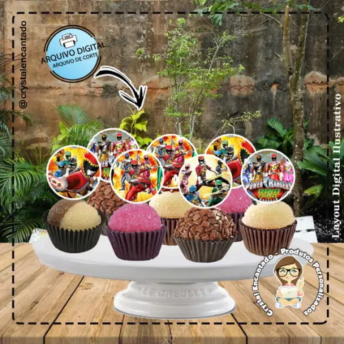 Topper de Docinho Power Rangers - 3916 Arquivo Digital