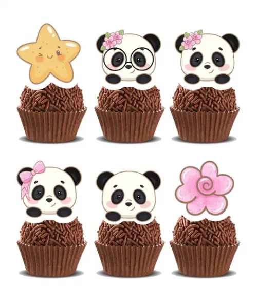 Topper Panda Menina - Ref 5709 Arquivo Digital