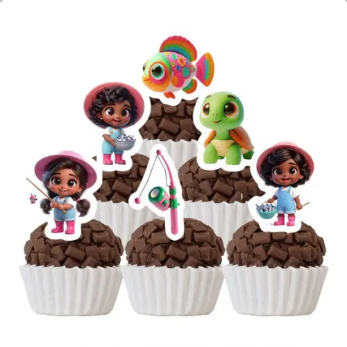 Topper Pescaria Menina - 5893 Arquivo Digital