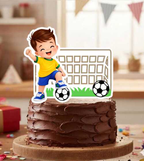 Topo de Bolo Futebol Brasil Menino - 7170 Arquivo Digital